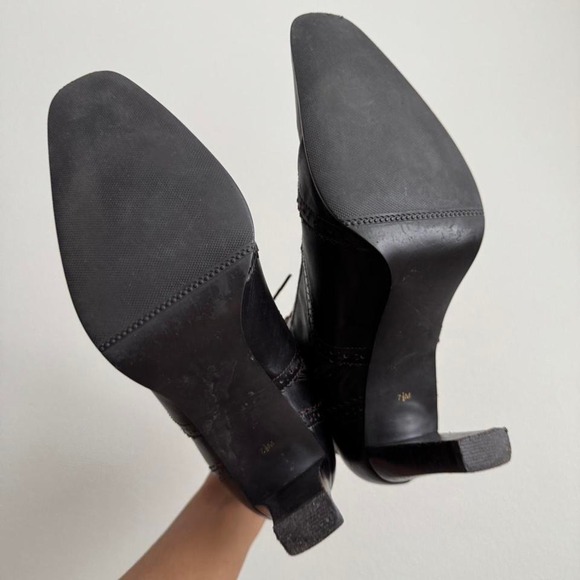 90s Chocolate Brown Lace Up Boot Leather Size 7.5 narrow - Picture 4 of 5